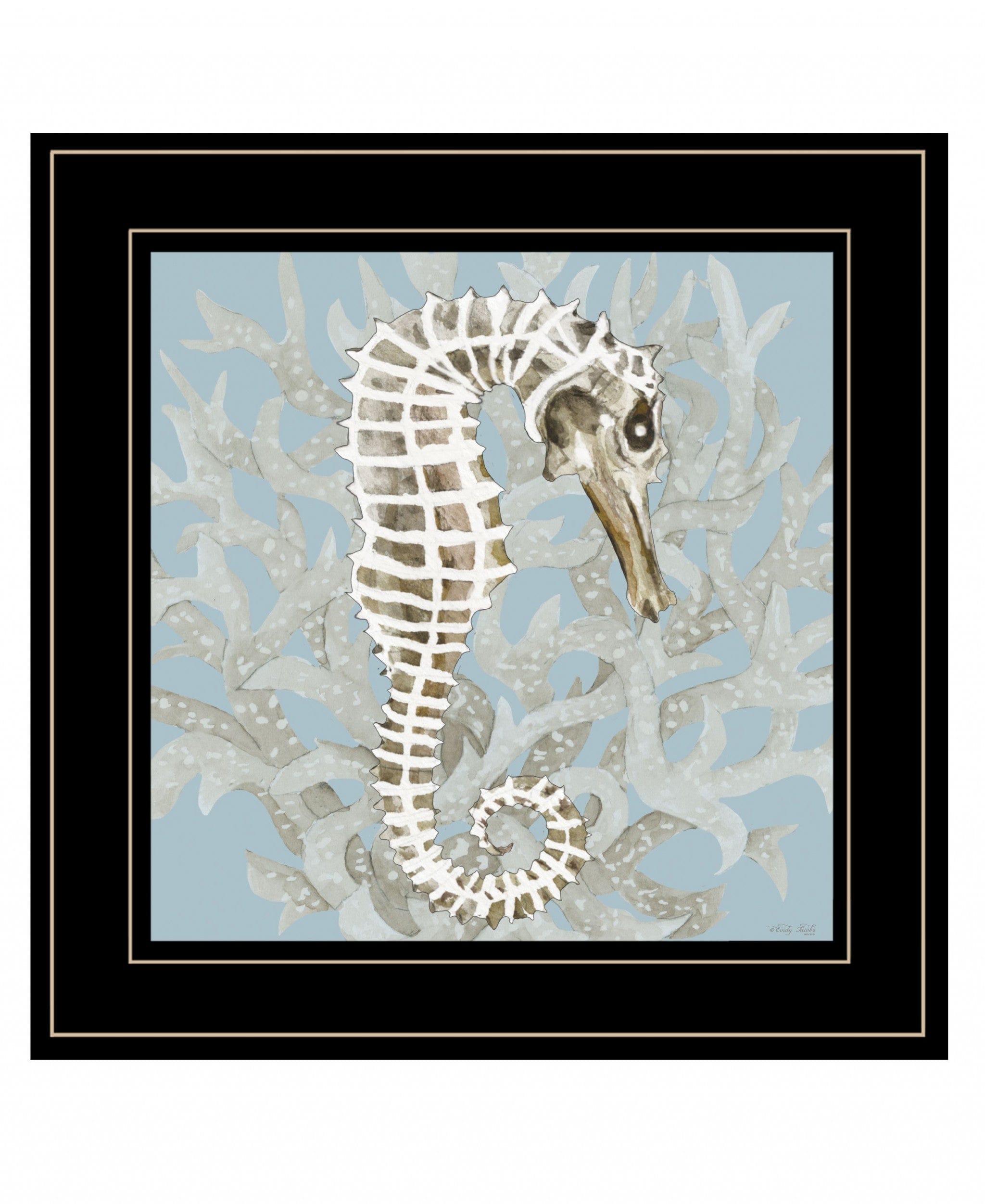 Coral Seahorse I 3 Black Framed Print Wall Art - Homeroots