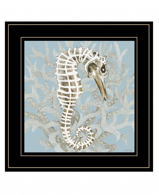 Coral Seahorse I 3 Black Framed Print Wall Art - Homeroots