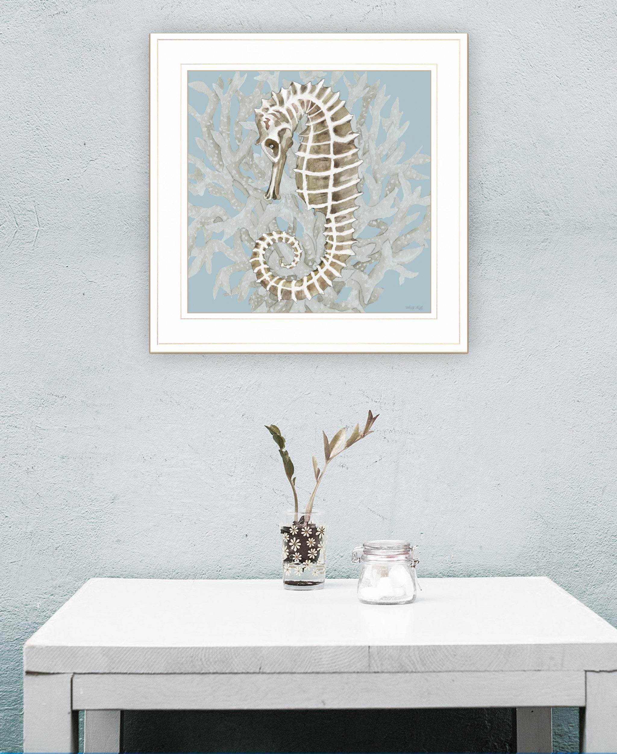 Coral Seahorse II 2 White Framed Print Wall Art - Homeroots - Flyclothing LLC