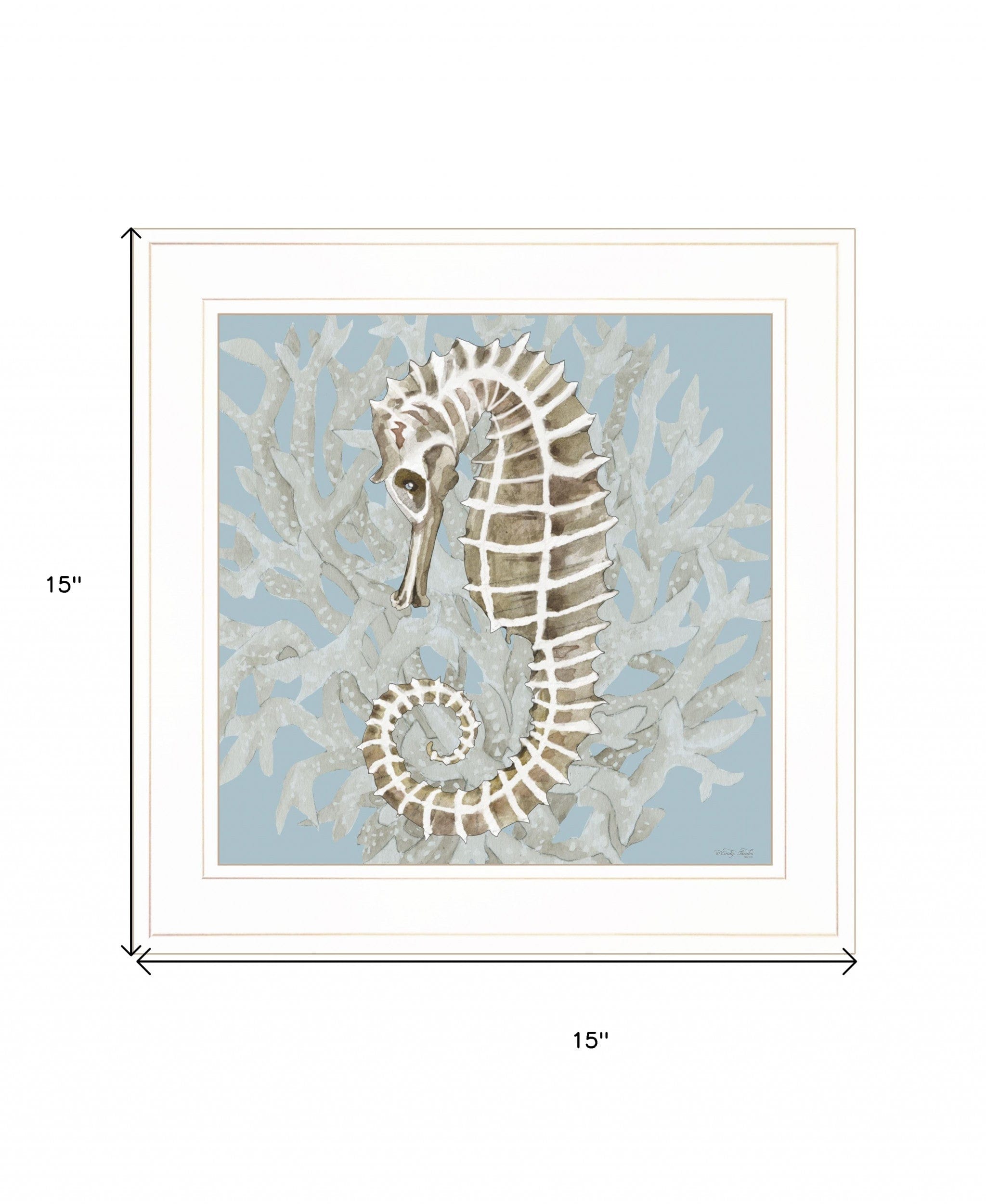 Coral Seahorse II 2 White Framed Print Wall Art - Homeroots