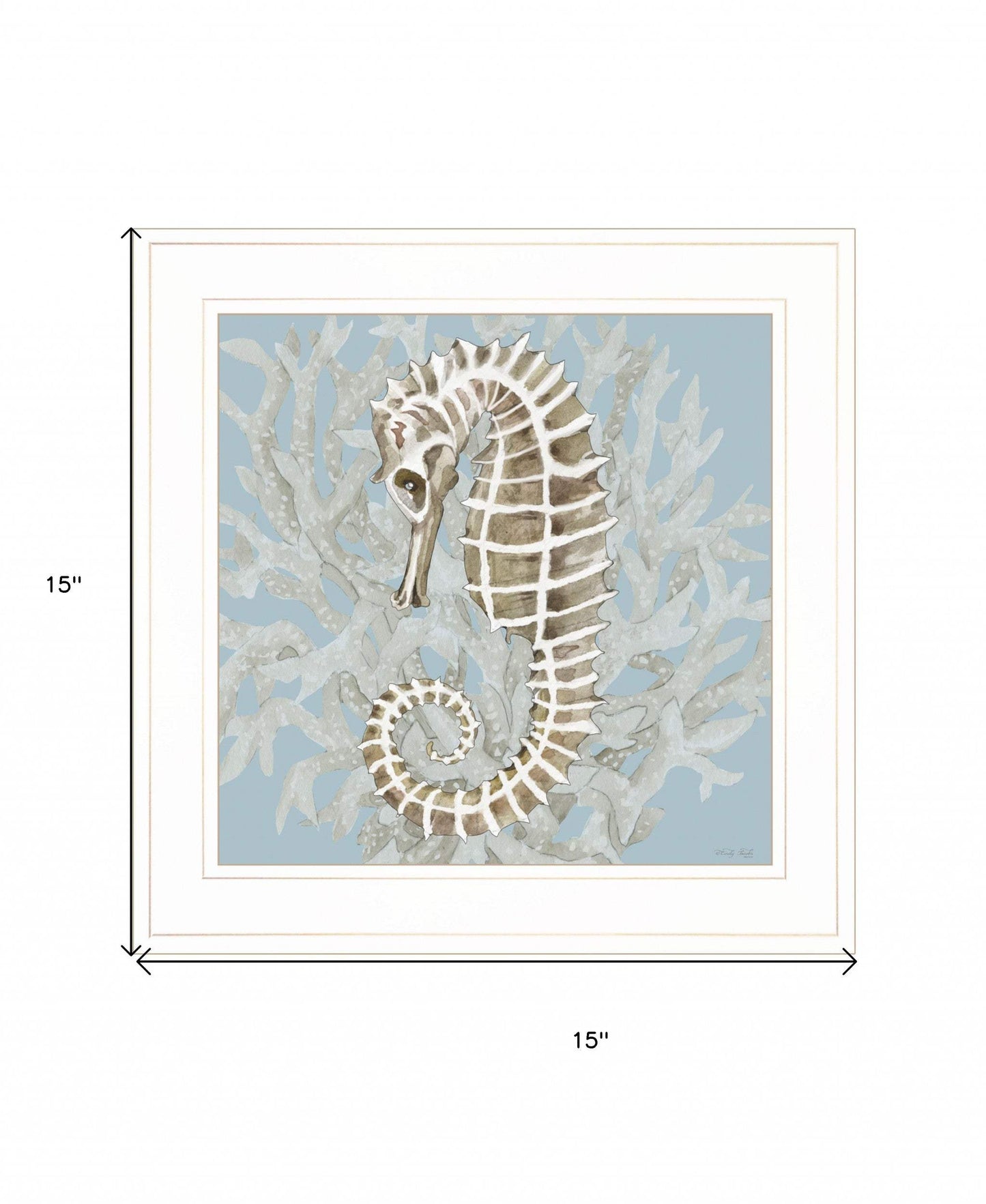 Coral Seahorse II 2 White Framed Print Wall Art - Homeroots - Flyclothing LLC