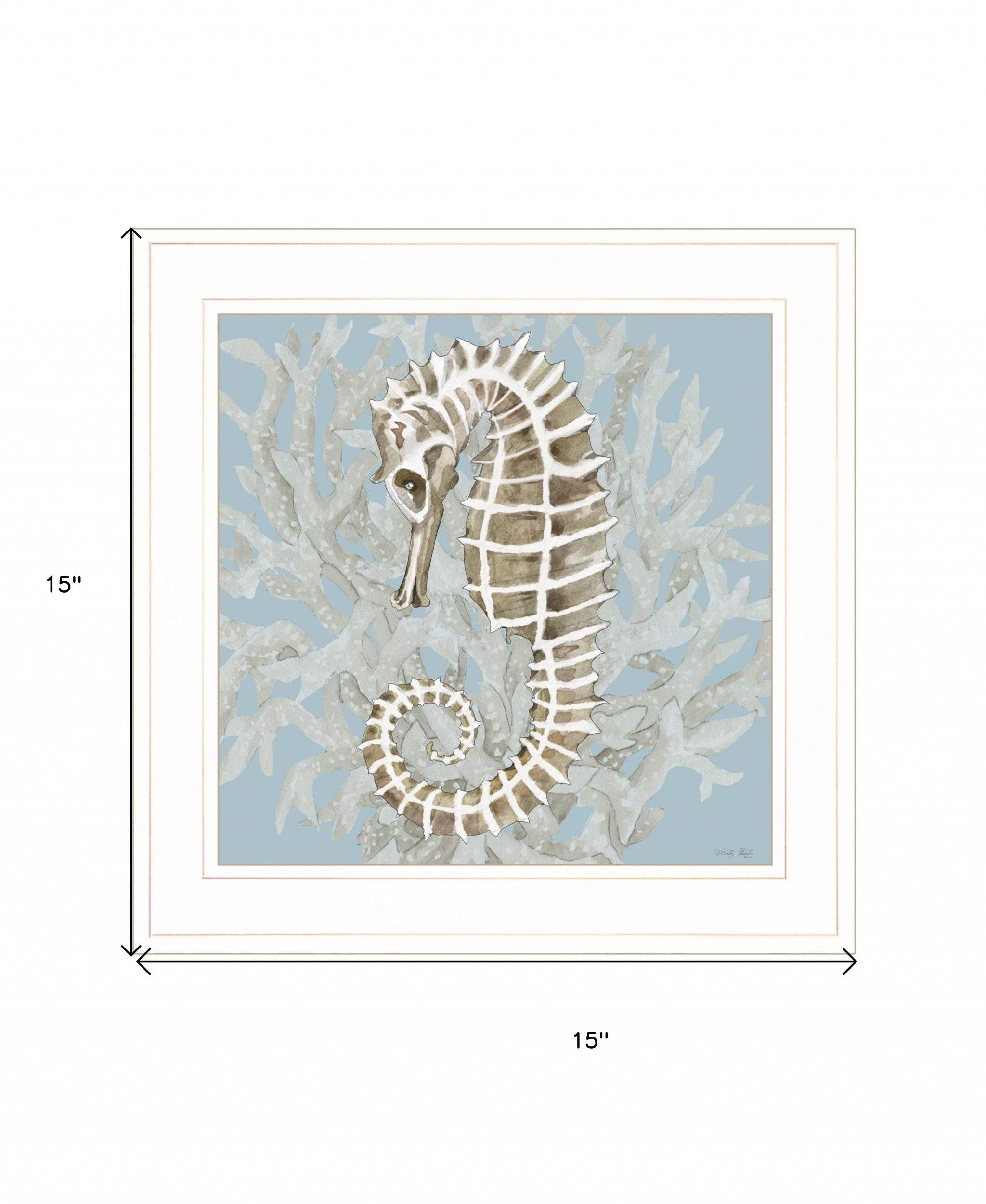 Coral Seahorse II 2 White Framed Print Wall Art - Homeroots - Flyclothing LLC