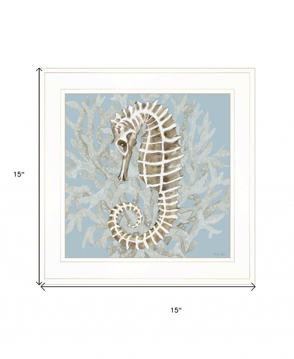 Coral Seahorse II 2 White Framed Print Wall Art - Homeroots - Flyclothing LLC