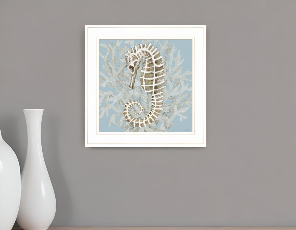 Coral Seahorse II 2 White Framed Print Wall Art - Homeroots
