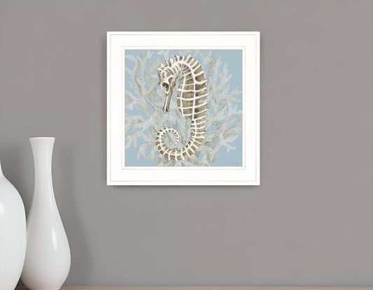 Coral Seahorse II 2 White Framed Print Wall Art - Homeroots