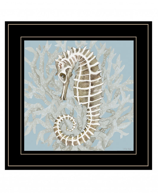 Coral Seahorse II 3 Black Framed Print Wall Art - Homeroots