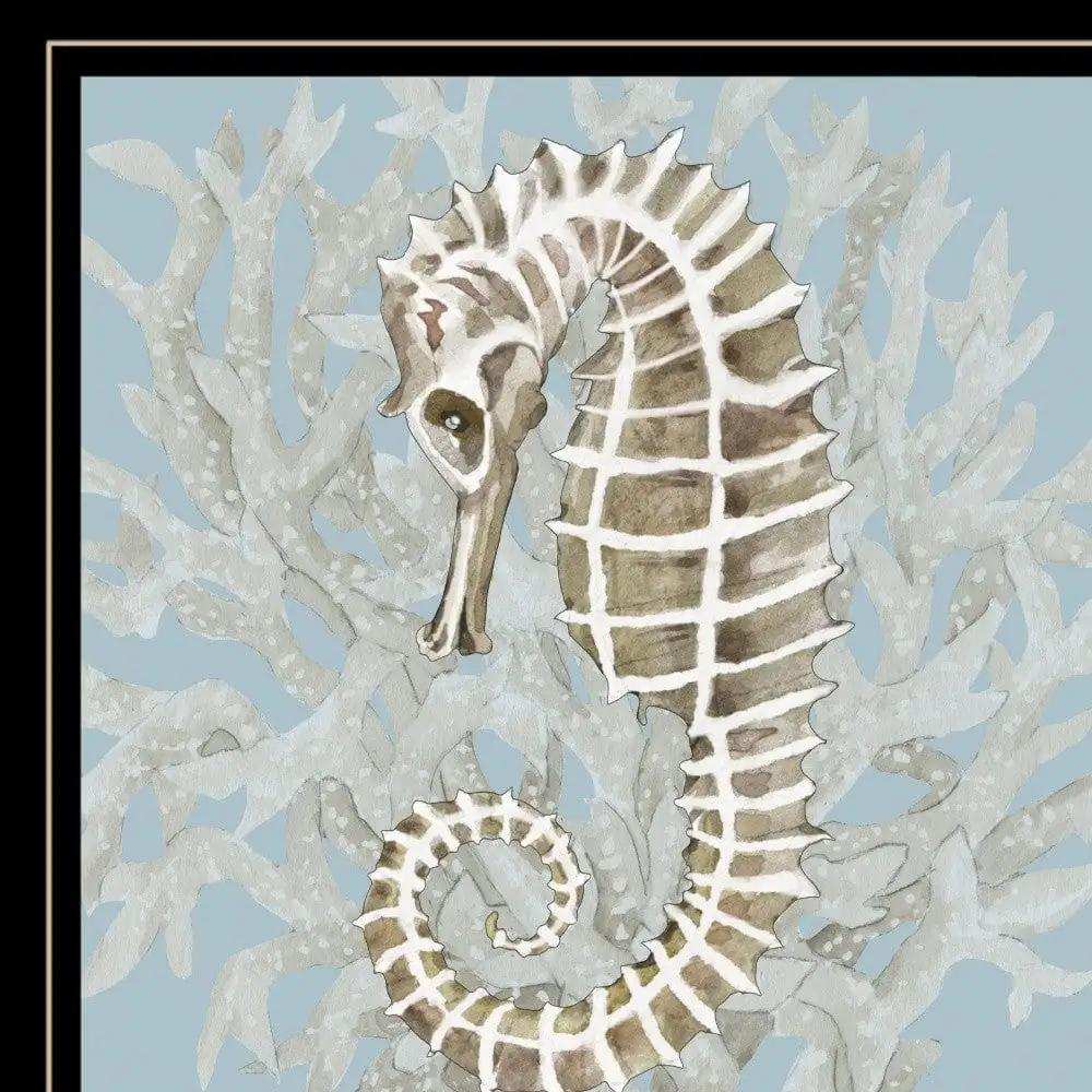 Coral Seahorse II 3 Black Framed Print Wall Art - Homeroots - Flyclothing LLC