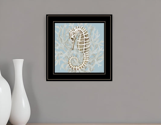 Coral Seahorse II 3 Black Framed Print Wall Art - Homeroots