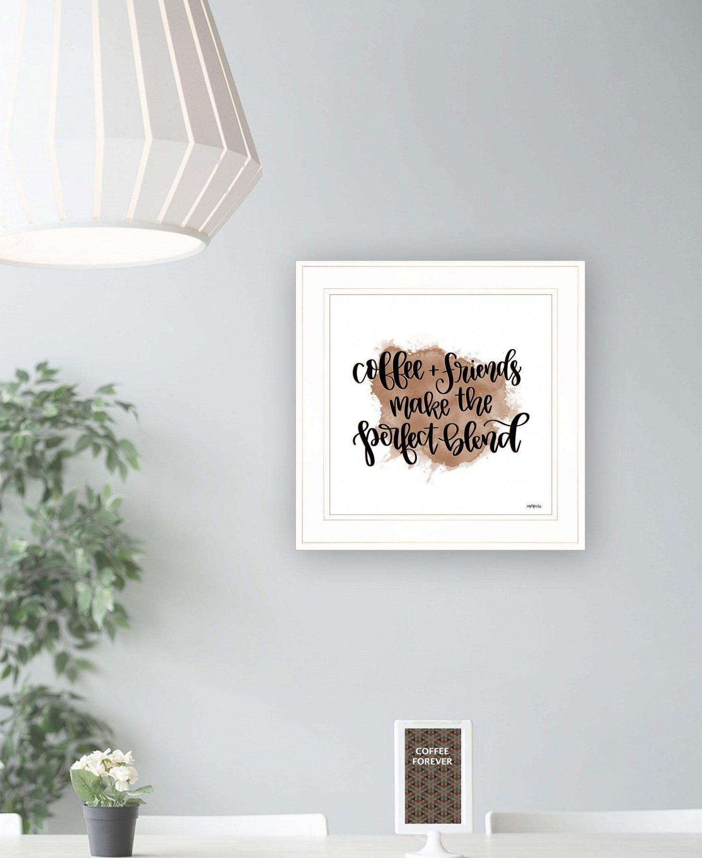 Coffee and Friends 2 White Framed Print Wall Art - Homeroots - Flyclothing LLC