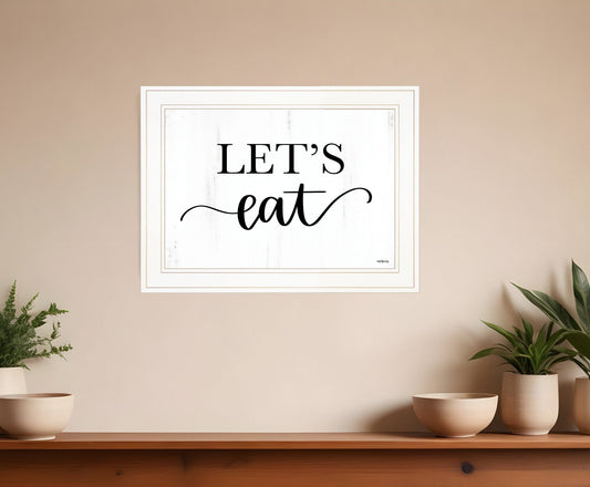 Lets Eat 2 White Framed Print Kitchen Wall Art - Homeroots
