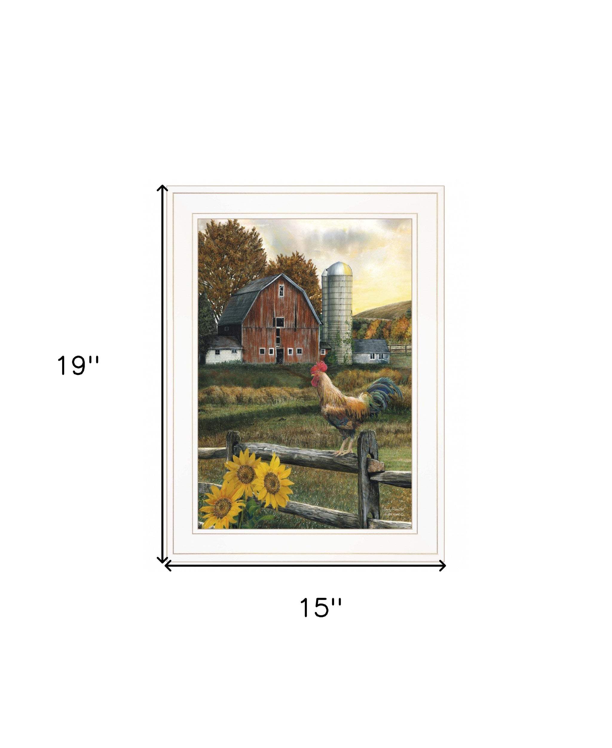 Early Rooster 2 White Framed Print Wall Art - Homeroots - Flyclothing LLC