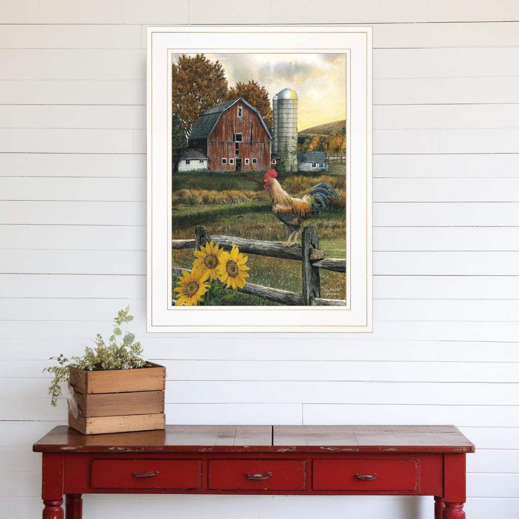 Early Rooster 2 White Framed Print Wall Art - Homeroots - Flyclothing LLC