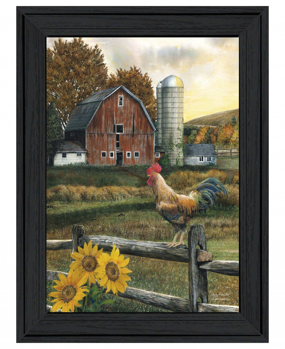 Early Rooster 3 Black Framed Print Wall Art - Homeroots - Flyclothing LLC