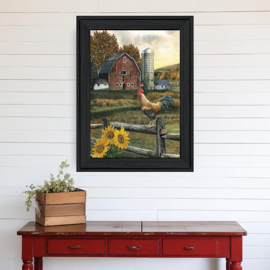 Early Rooster 3 Black Framed Print Wall Art - Homeroots