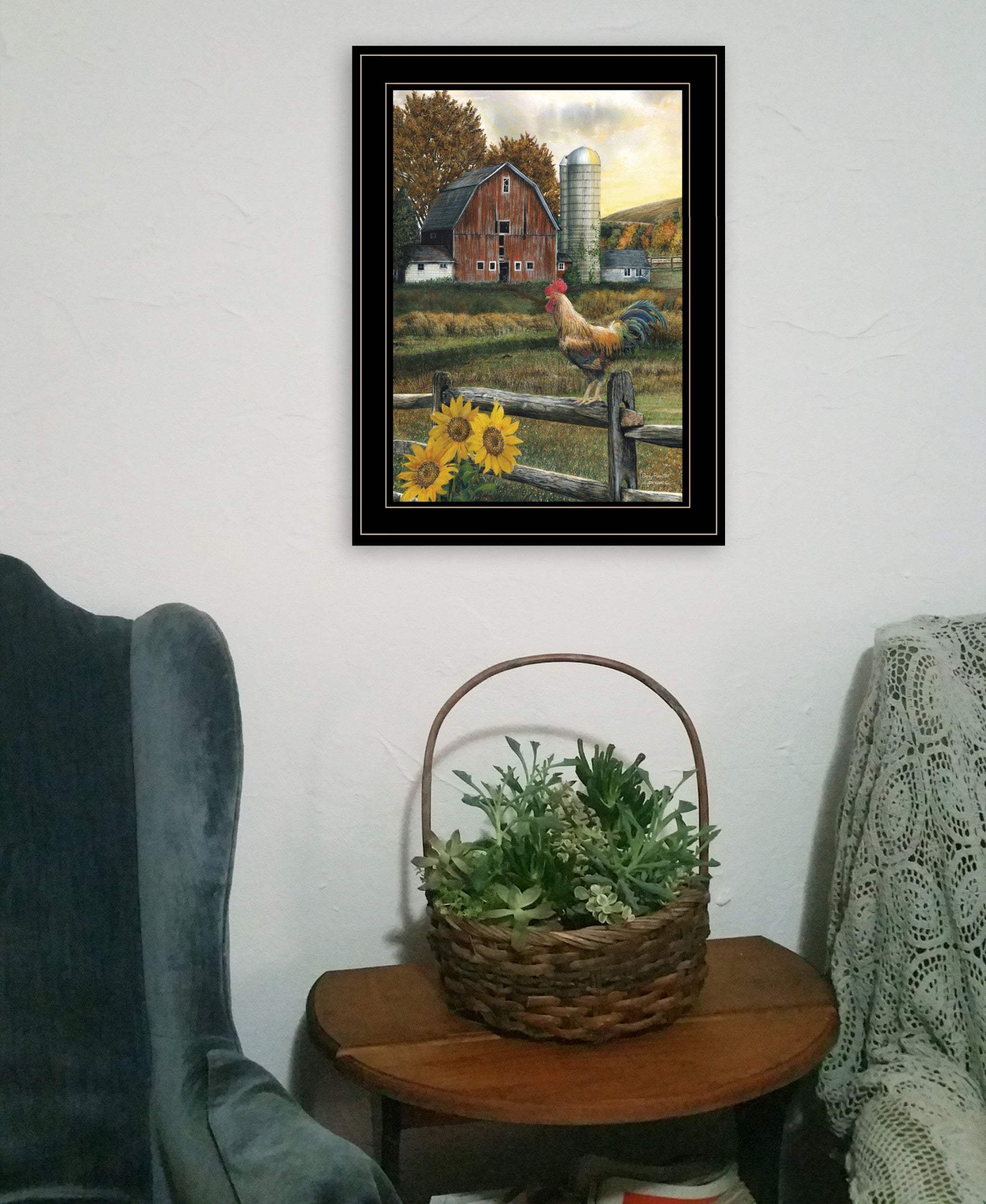 Early Rooster 4 Black Framed Print Wall Art - Homeroots - Flyclothing LLC