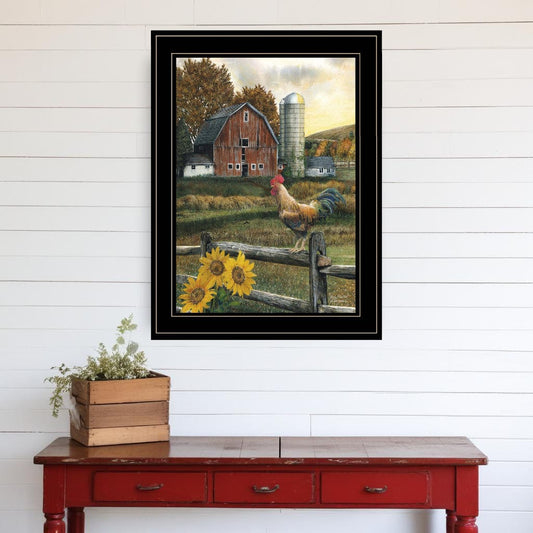 Early Rooster 4 Black Framed Print Wall Art - Homeroots
