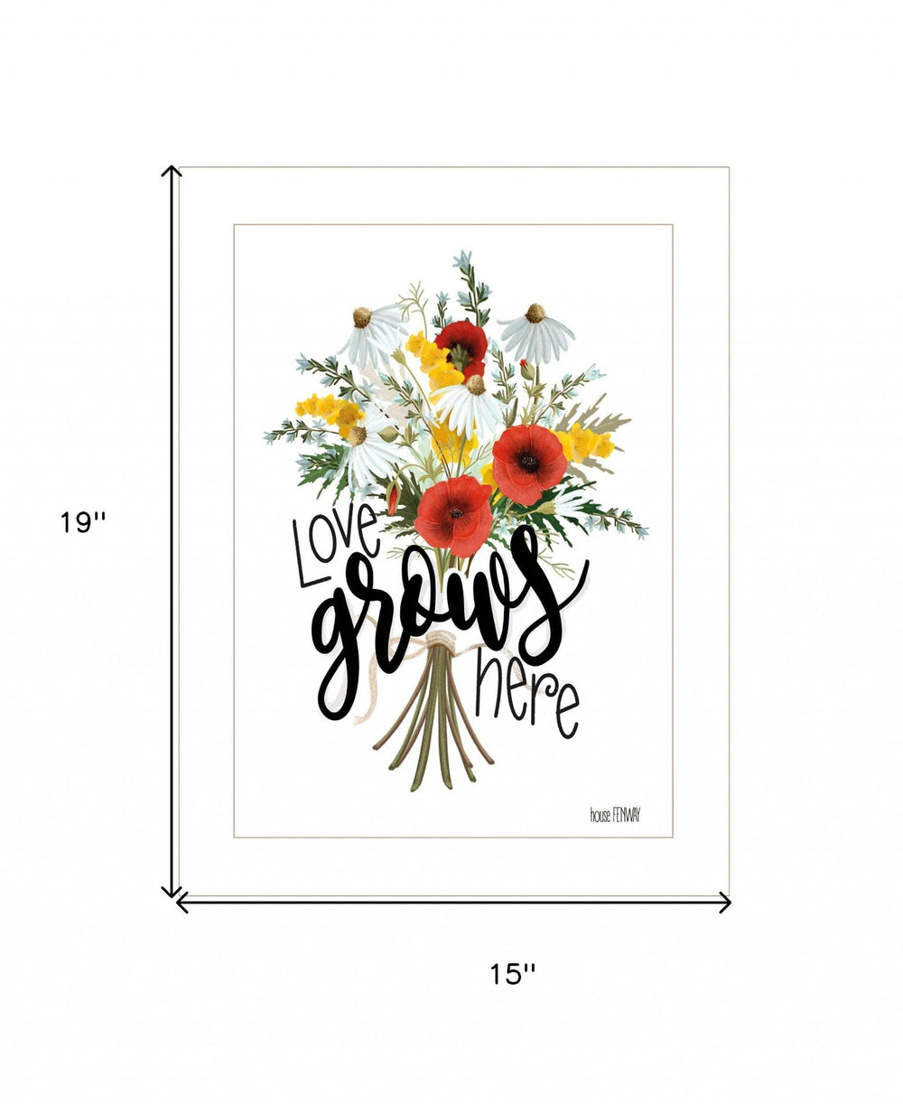Love Grows Here 2 White Framed Print Wall Art - Homeroots - Flyclothing LLC