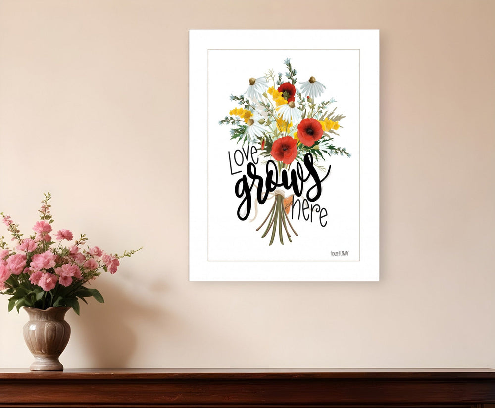 Love Grows Here 2 White Framed Print Wall Art - Homeroots