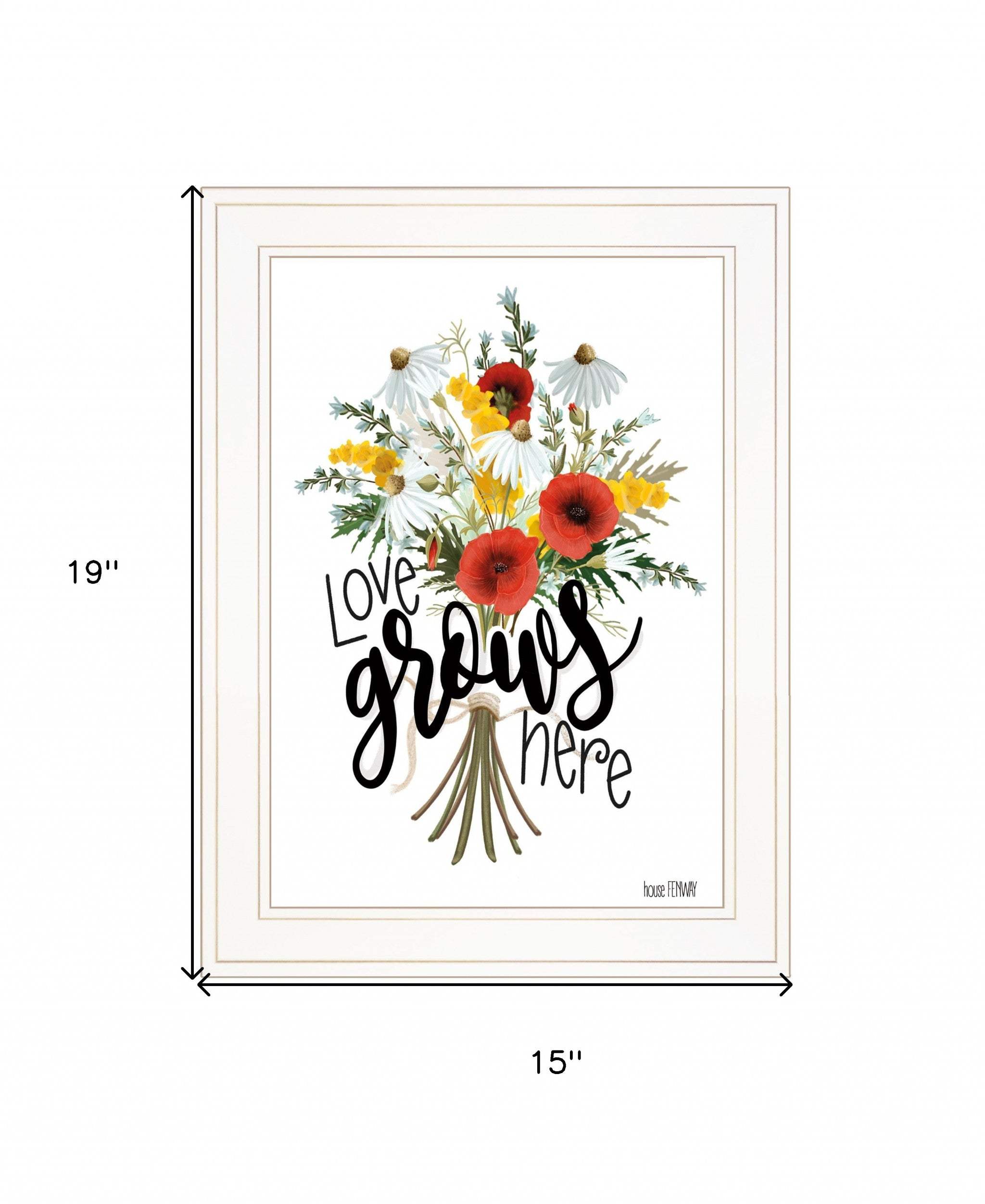 Love Grows Here 3 White Framed Print Wall Art - Homeroots - Flyclothing LLC