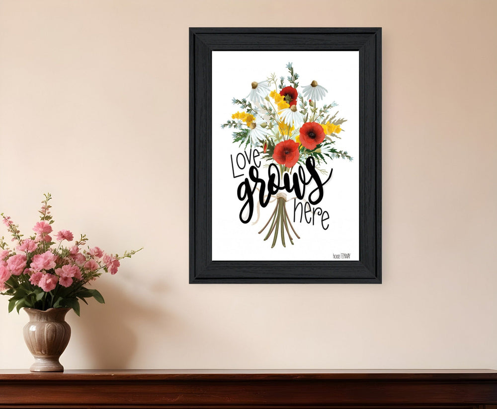 Love Grows Here 4 Black Framed Print Wall Art - Homeroots