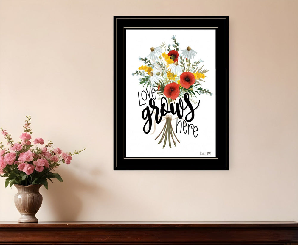 Love Grows Here 5 Black Framed Print Wall Art - Homeroots