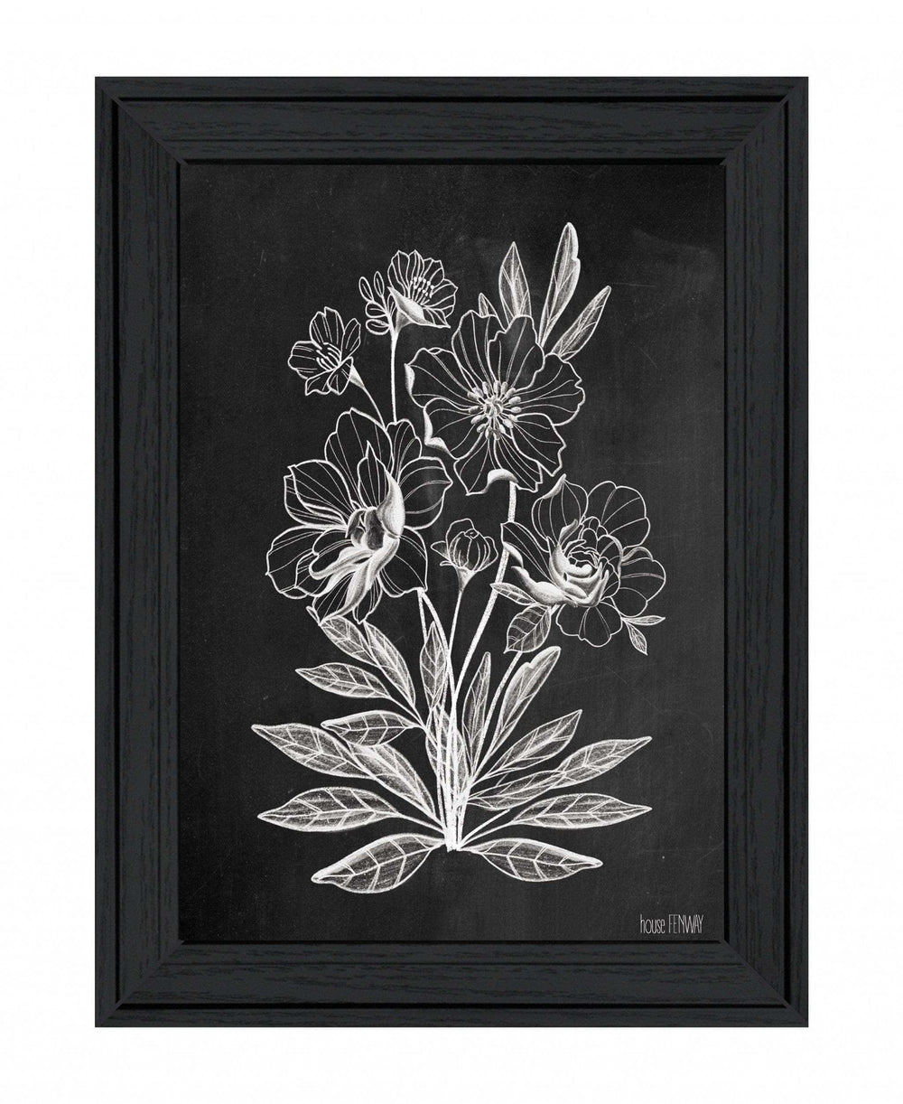 Vintage Chalkboard Flowers Black Framed Print Wall Art - Homeroots - Flyclothing LLC
