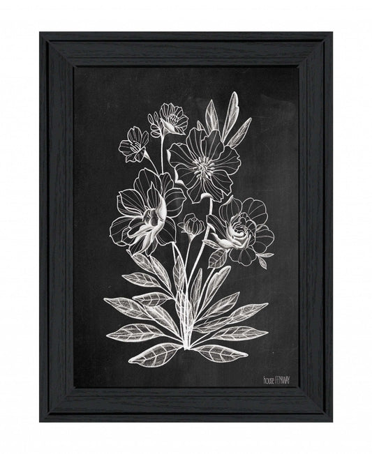 Vintage Chalkboard Flowers Black Framed Print Wall Art - Homeroots - Flyclothing LLC