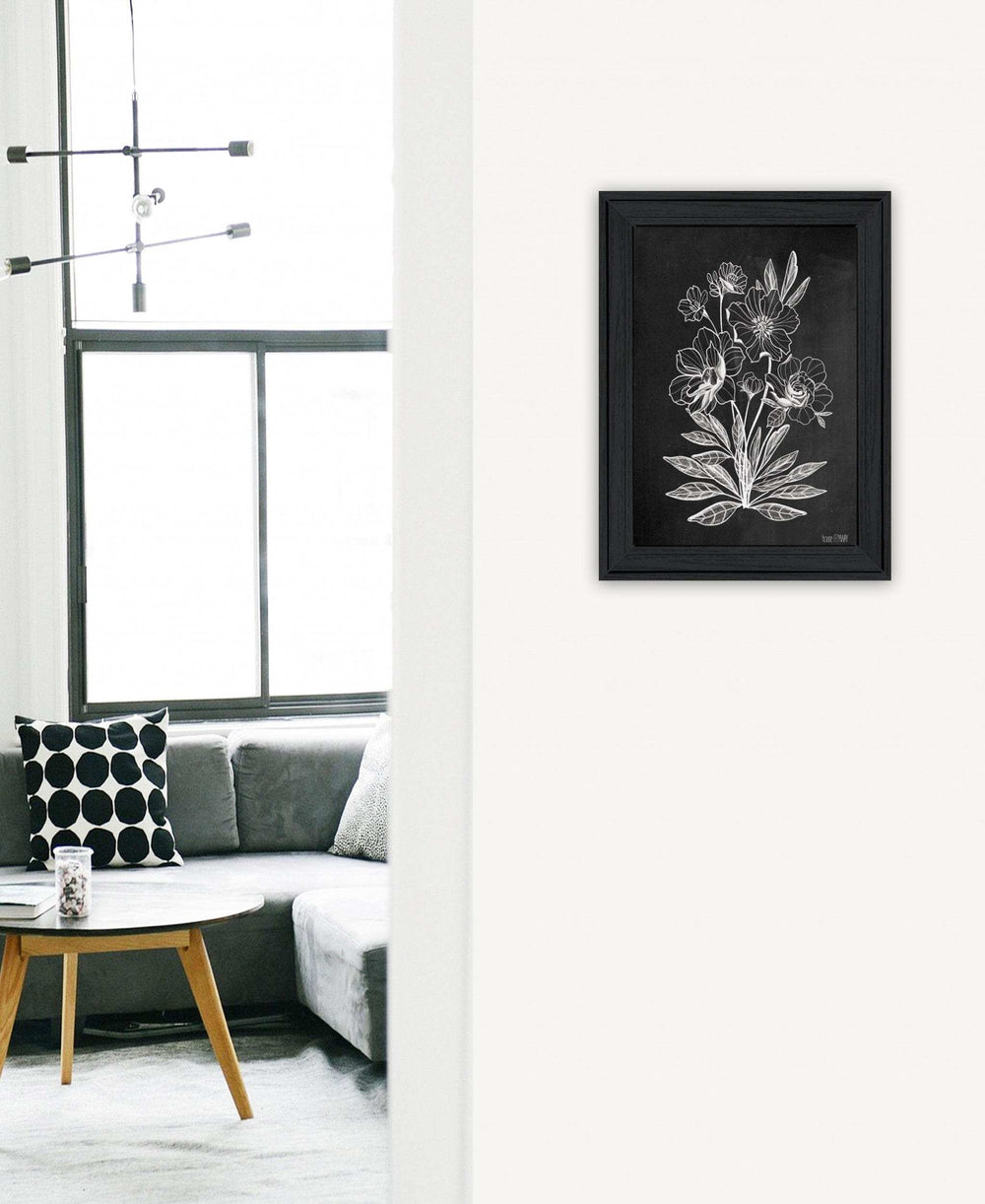 Vintage Chalkboard Flowers Black Framed Print Wall Art - Homeroots - Flyclothing LLC