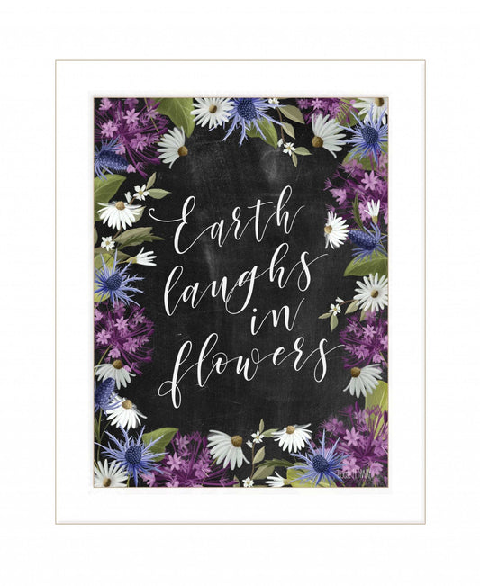 Earth Laughs in Flowers 3 White Framed Print Wall Art - Homeroots - Flyclothing LLC