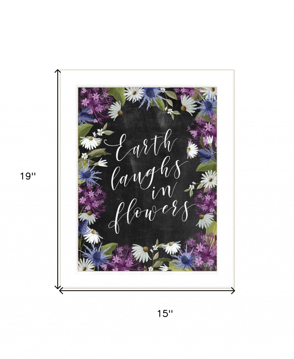 Earth Laughs in Flowers 3 White Framed Print Wall Art - Homeroots - Flyclothing LLC