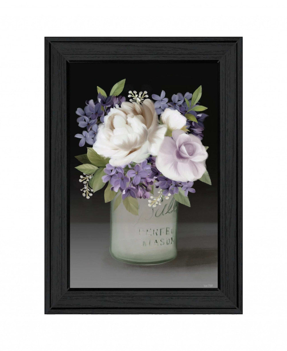 Lilac Mason Jar Floral 3 Black Framed Print Wall Art - Homeroots - Flyclothing LLC