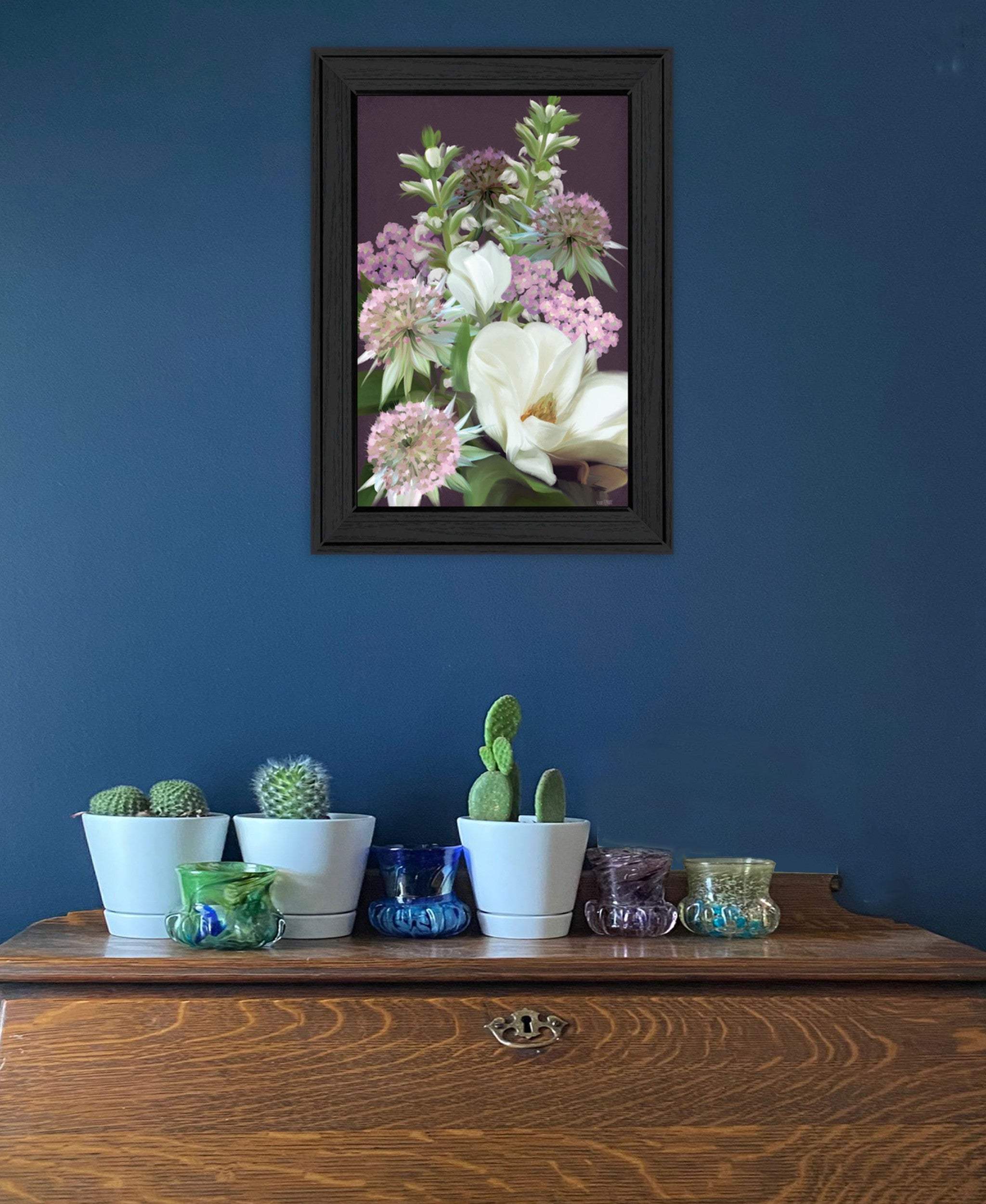Wild For Plum Bouquet 3 Black Framed Print Wall Art - Homeroots - Flyclothing LLC