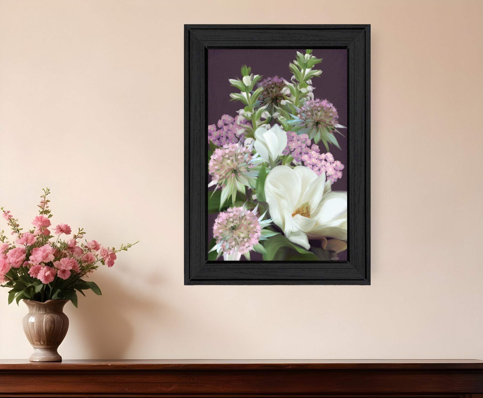 Wild For Plum Bouquet 3 Black Framed Print Wall Art - Homeroots - Flyclothing LLC