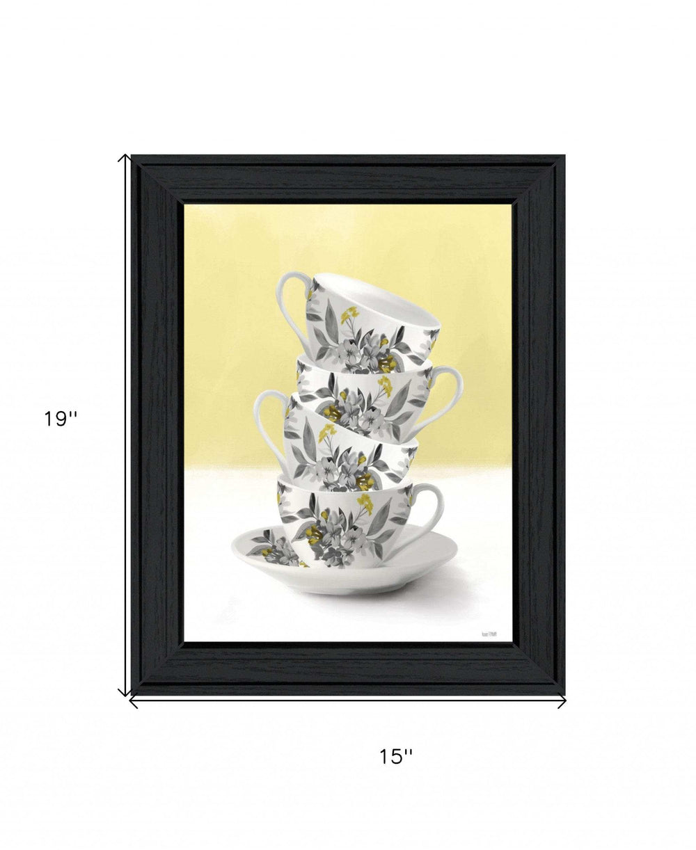 Time for Tea Yellow 2 Black Framed Print Wall Art - Homeroots - Flyclothing LLC