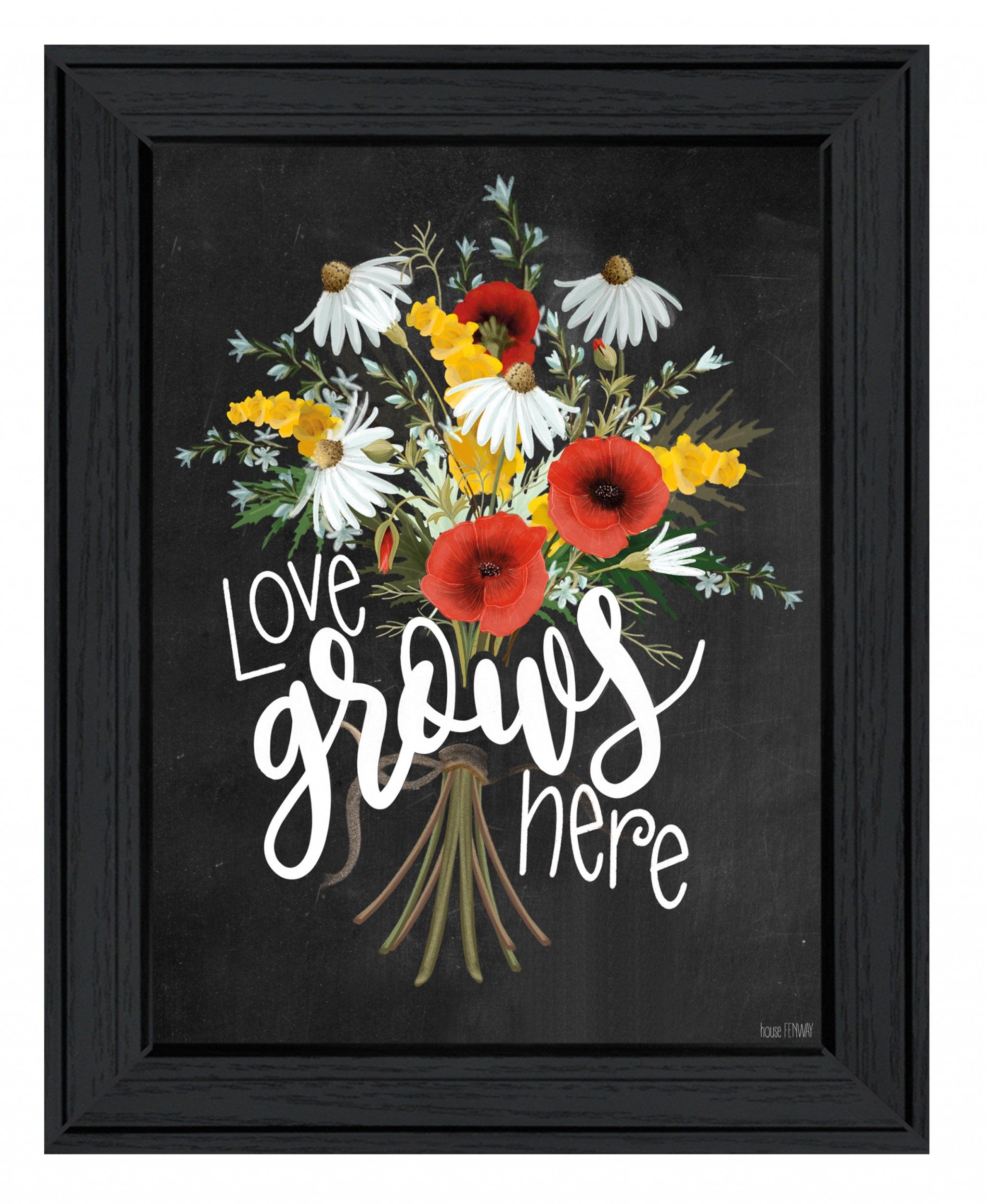 Love Grows Here 6 Black Framed Print Wall Art - Homeroots