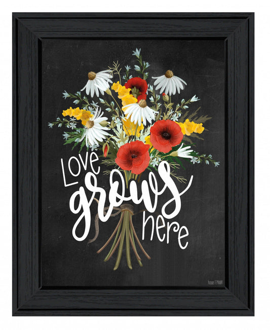 Love Grows Here 6 Black Framed Print Wall Art - Homeroots