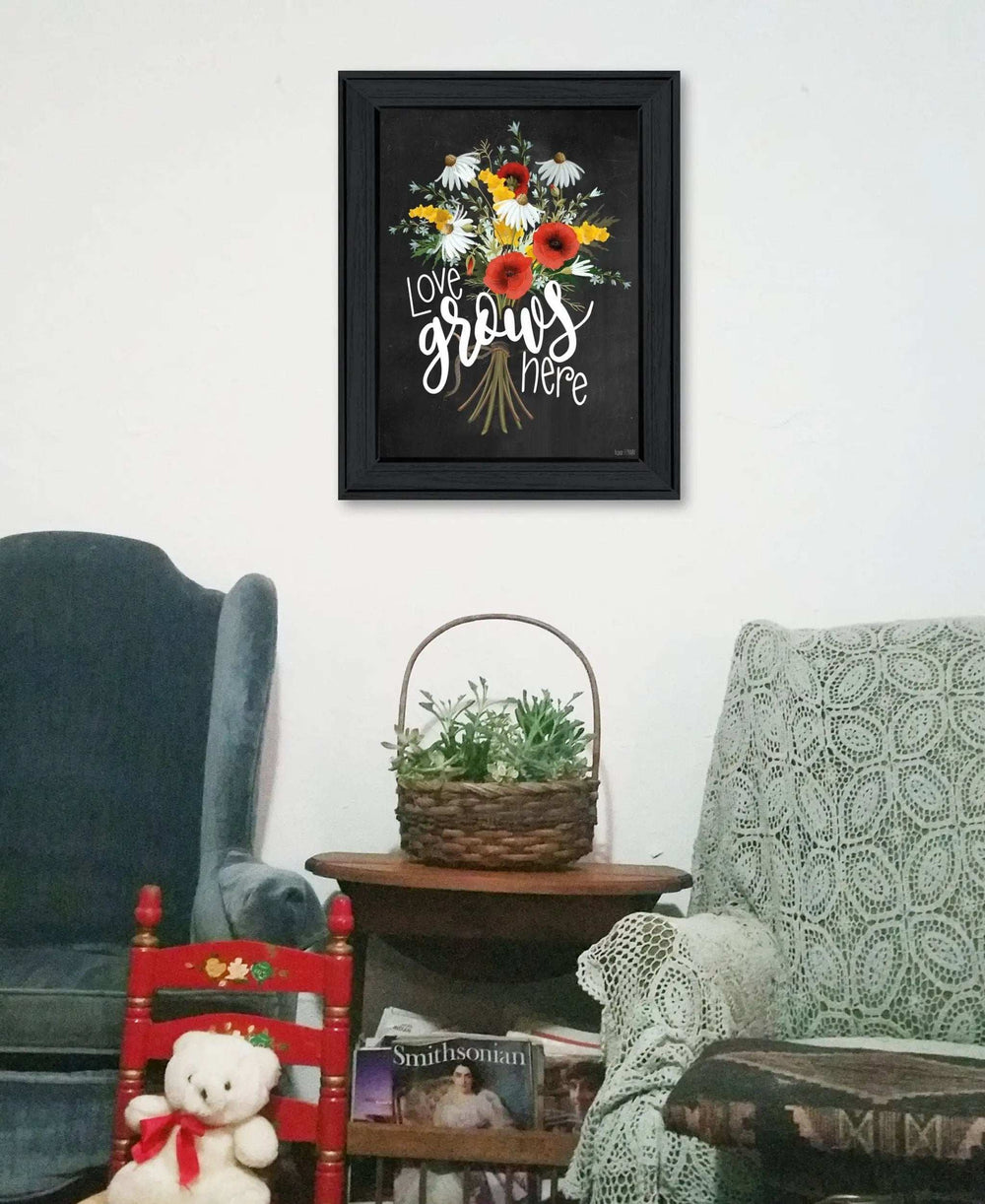Love Grows Here 6 Black Framed Print Wall Art - Homeroots - Flyclothing LLC