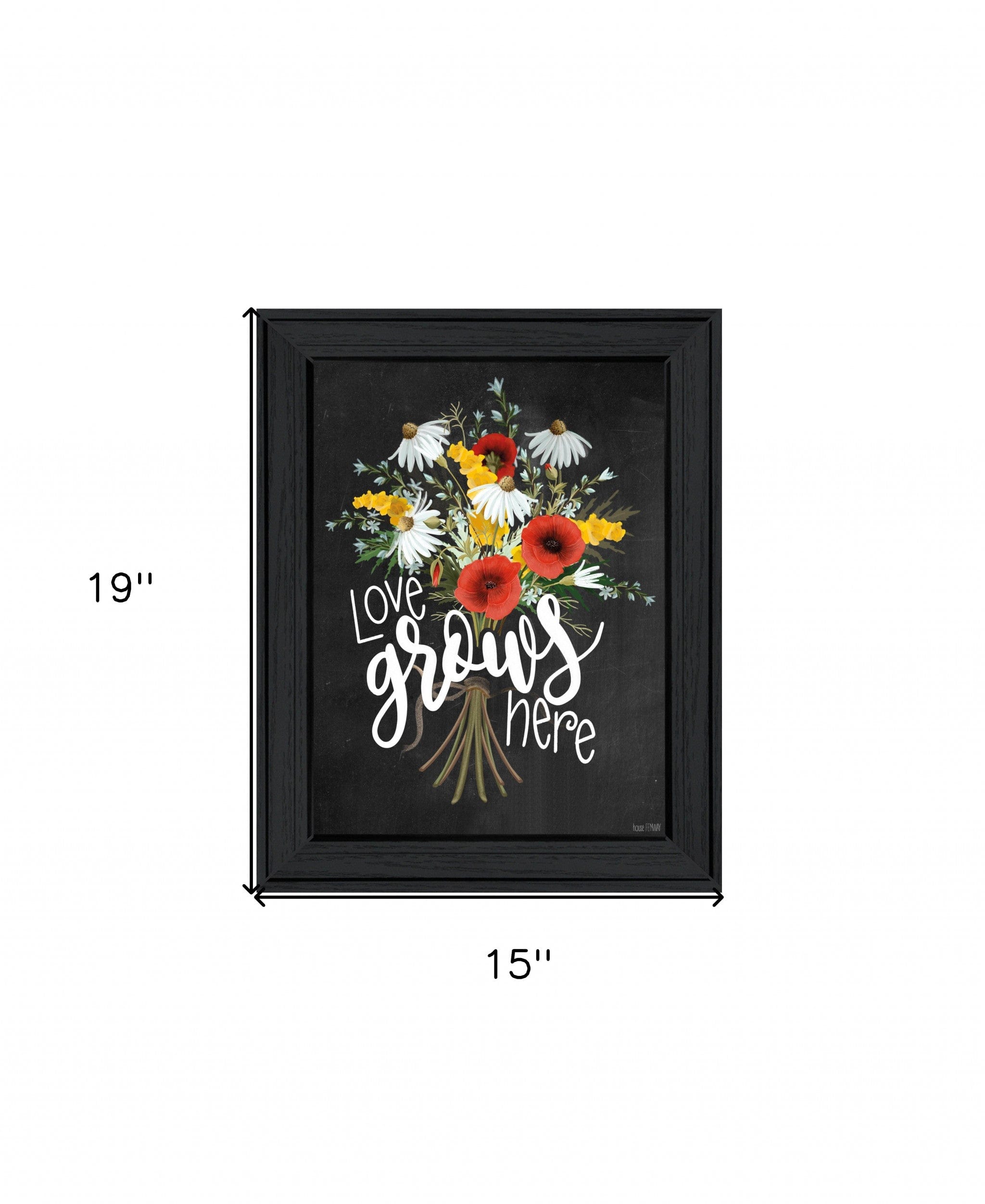 Love Grows Here 6 Black Framed Print Wall Art - Homeroots
