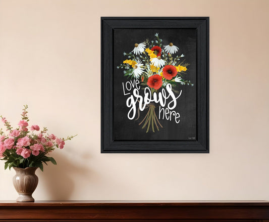 Love Grows Here 6 Black Framed Print Wall Art - Homeroots