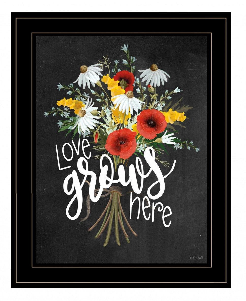 Love Grows Here 7 Black Framed Print Wall Art - Homeroots - Flyclothing LLC