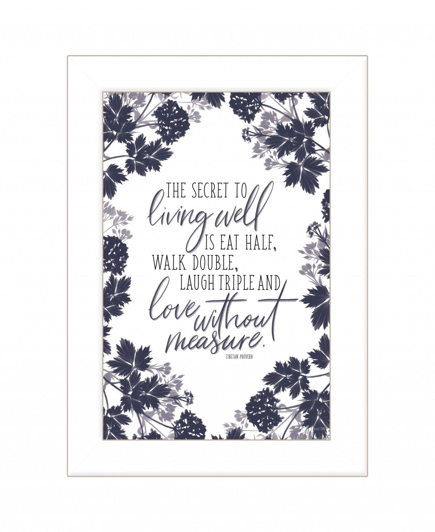 The Secret to Living Well 1 White Framed Print Wall Art - Homeroots - Flyclothing LLC