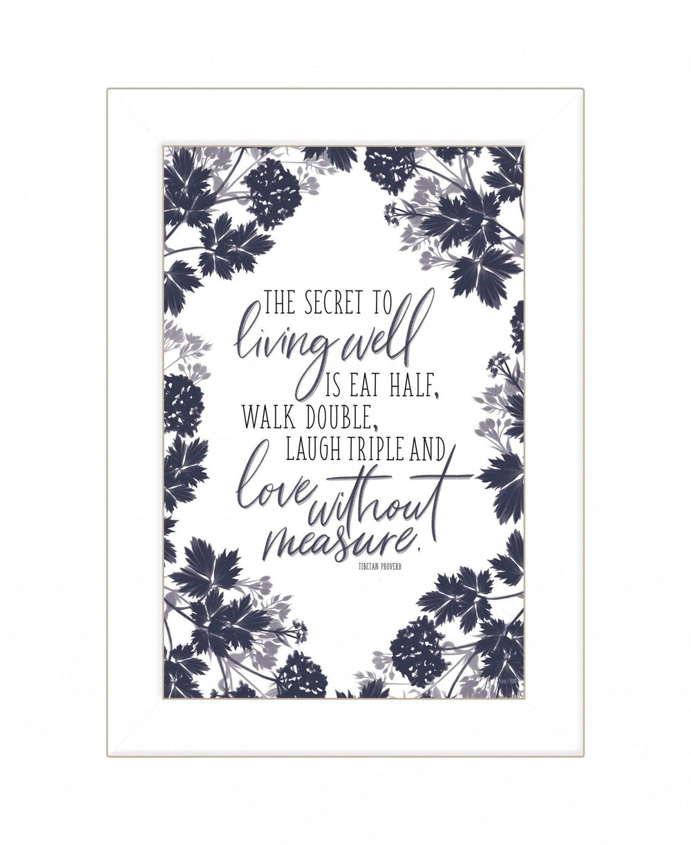 The Secret to Living Well 1 White Framed Print Wall Art - Homeroots - Flyclothing LLC