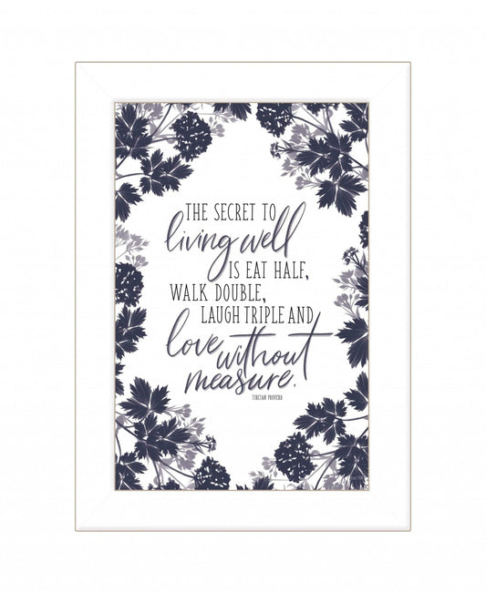 The Secret to Living Well 1 White Framed Print Wall Art - Homeroots - Flyclothing LLC