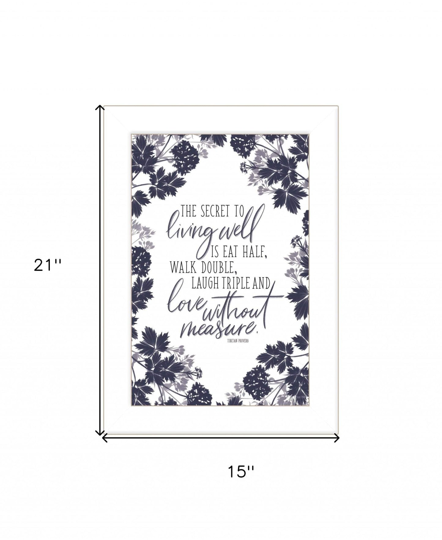 The Secret to Living Well 1 White Framed Print Wall Art - Homeroots - Flyclothing LLC