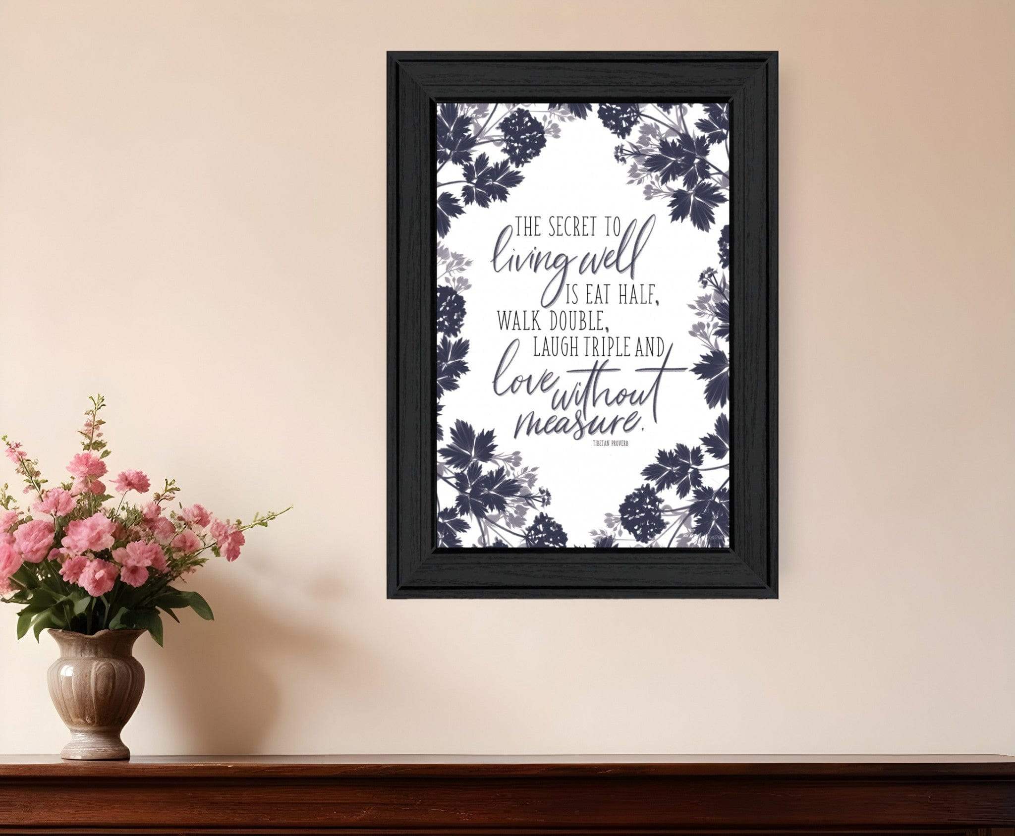 The Secret to Living Well 2 Black Framed Print Wall Art - Homeroots - Flyclothing LLC