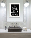 Shower Together 1 White Framed Print Wall Art - Homeroots - Flyclothing LLC