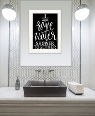 Shower Together 1 White Framed Print Wall Art