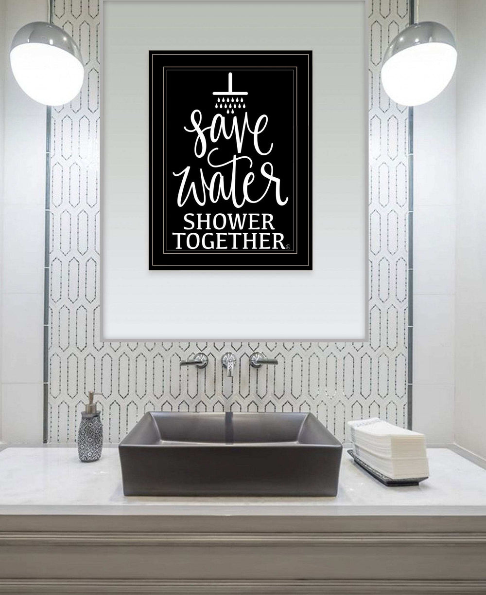 Shower Together 2 Black Framed Print Wall Art - Homeroots - Flyclothing LLC
