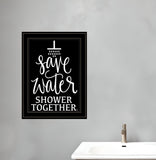 Shower Together 2 Black Framed Print Wall Art - Homeroots