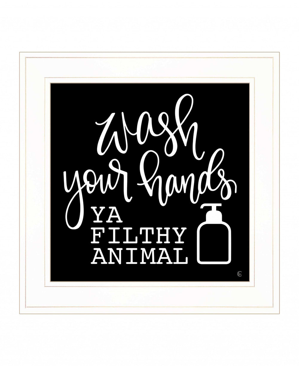 Wash Your Hands 1 White Framed Print Bathroom Wall Art - Homeroots - Flyclothing LLC